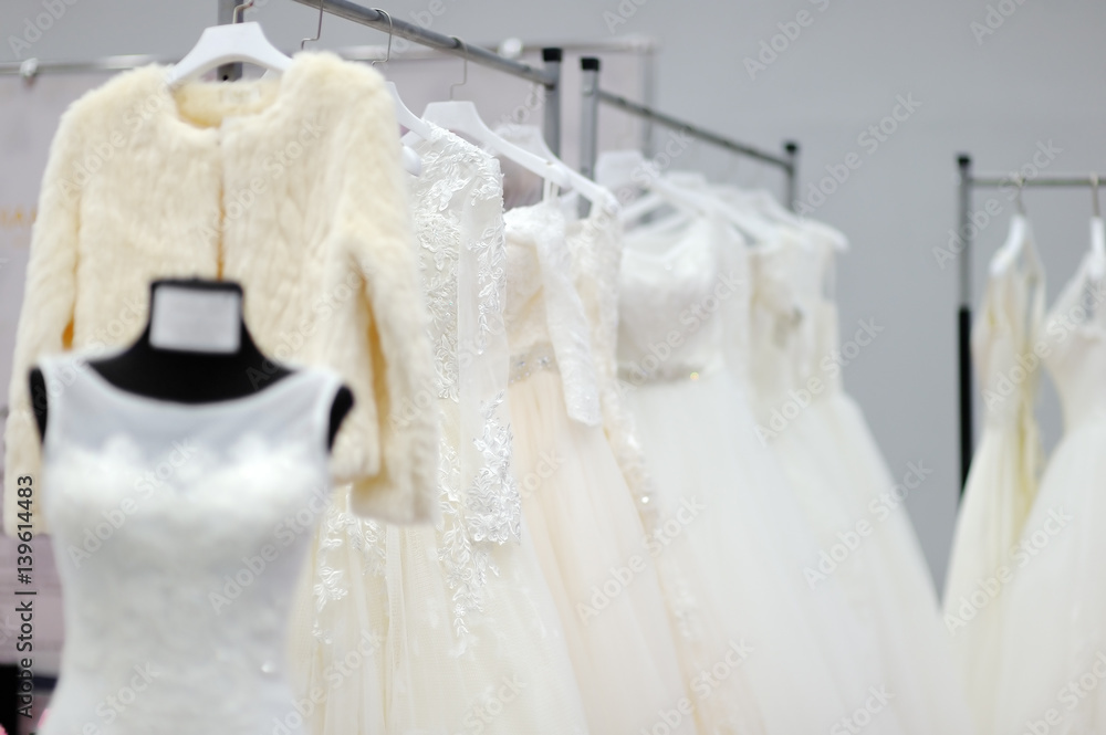 Beautiful bridal or bridesmaid dresses on a mannequin Beautiful bridal or bridesmaid dresses on a mannequin