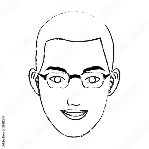 face handsome young man icon image black line vector illustration design