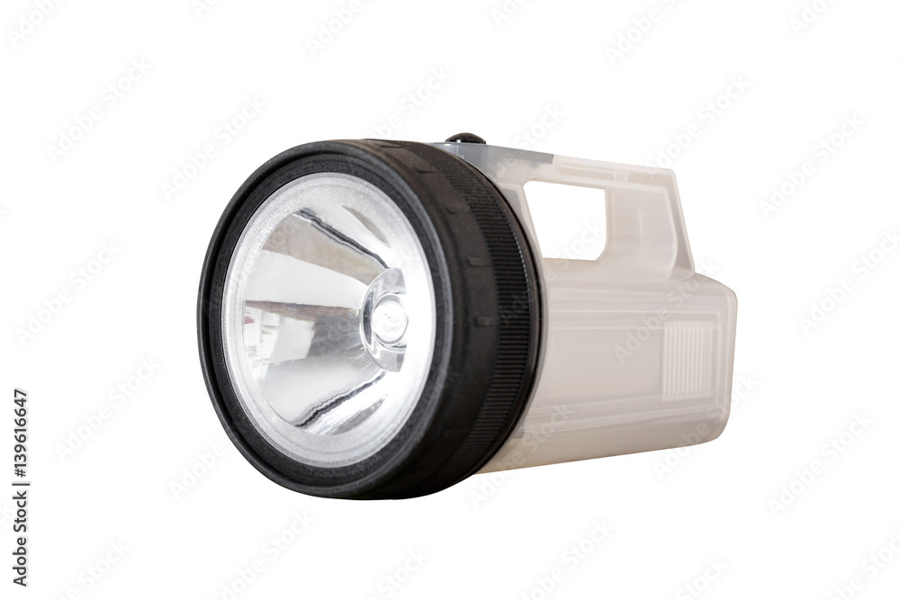 Flashlight with a large reflector. Isolated Flashlight with a large reflector. Isolated