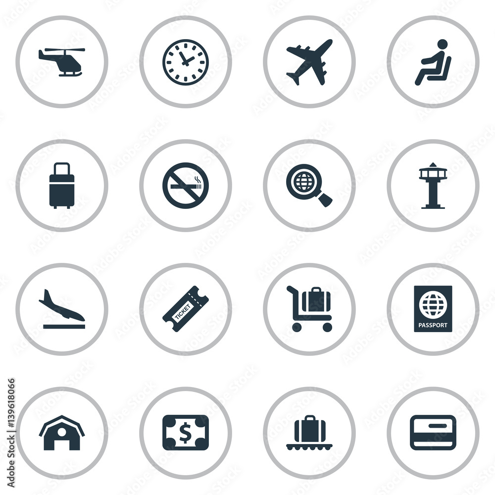 Vector Illustration Set Of Simple Transportation Icons. Elements Travel