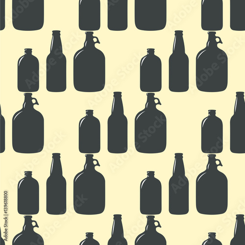 Beer bottle pattern seamless background