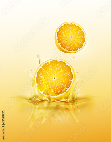 Lemon drop on juice splash and ripple, Realistic Fruit and yogurt, transparent, vector illustration