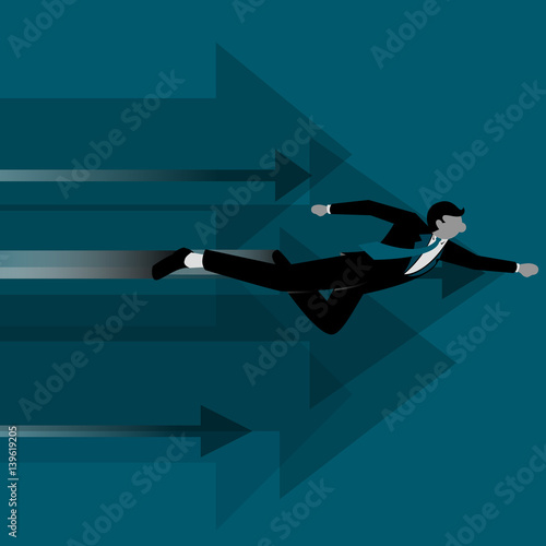 Simple business cartoon iillustration of Businessman as saviour go forward