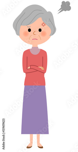 シニア女性　怒る