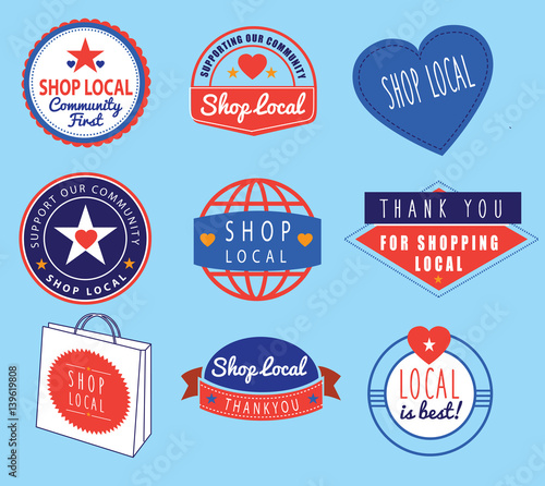 series of vintage retro logos based on shop local theme
