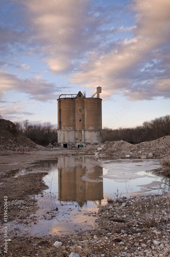 Abandoned Cement Plant at Sunset