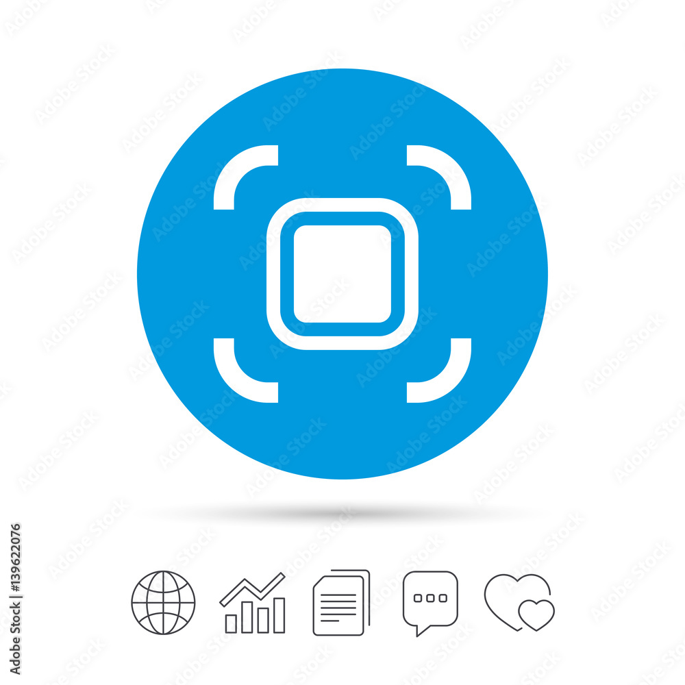 Autofocus zone sign icon. Photo camera settings. Autofocus zone sign icon. Photo camera settings.