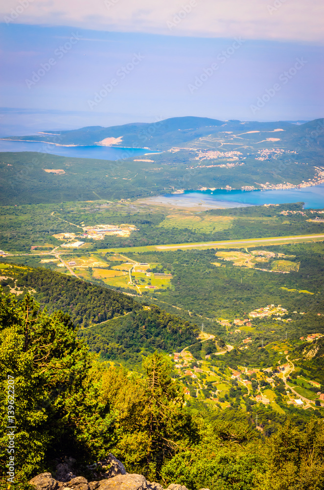 Panoramic view on sea bay near Kotor, Montenegro.