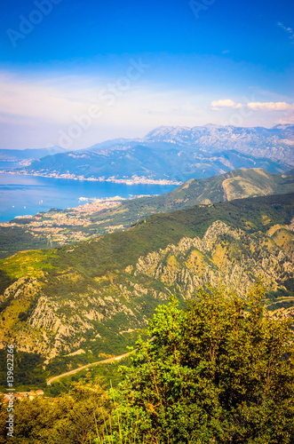 Panoramic view on sea bay near Kotor  Montenegro.