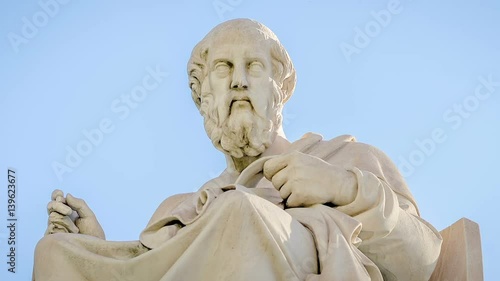 Close-Up Marble Statue of the Ancient Greek Philosopher Plato 