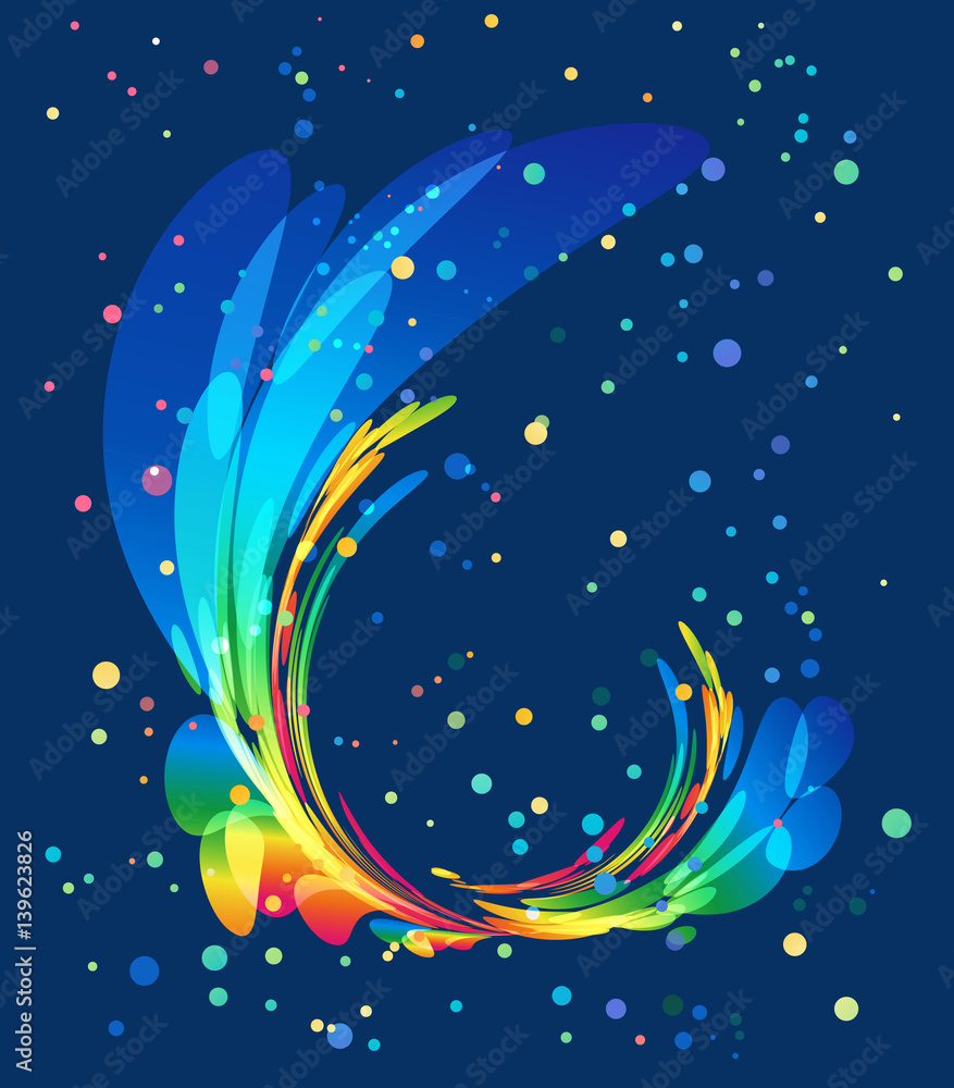 Fototapeta premium Multicolored rounded element on blue background