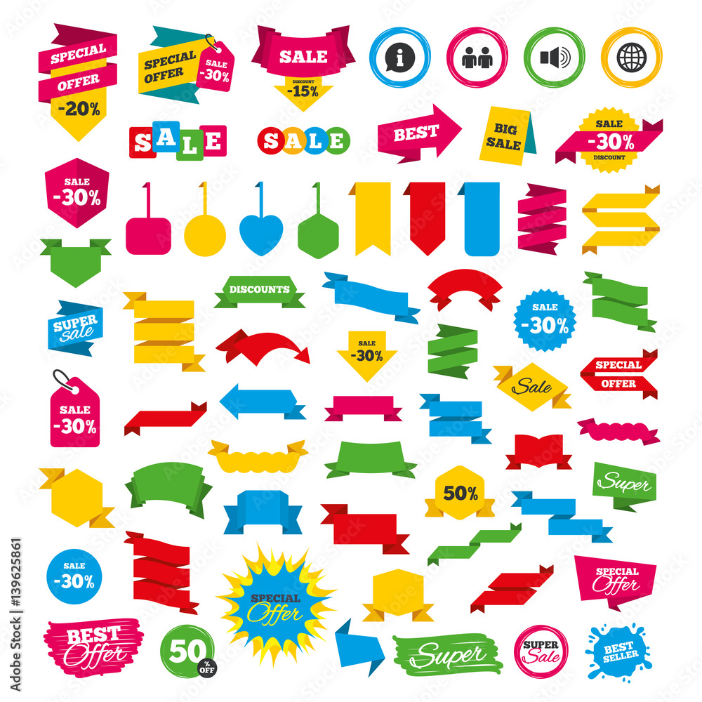 Fototapeta premium Information sign and group. Communication icons.