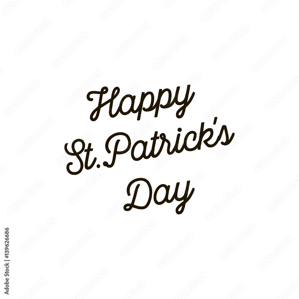 Happy Patrick Day text on white background flat style