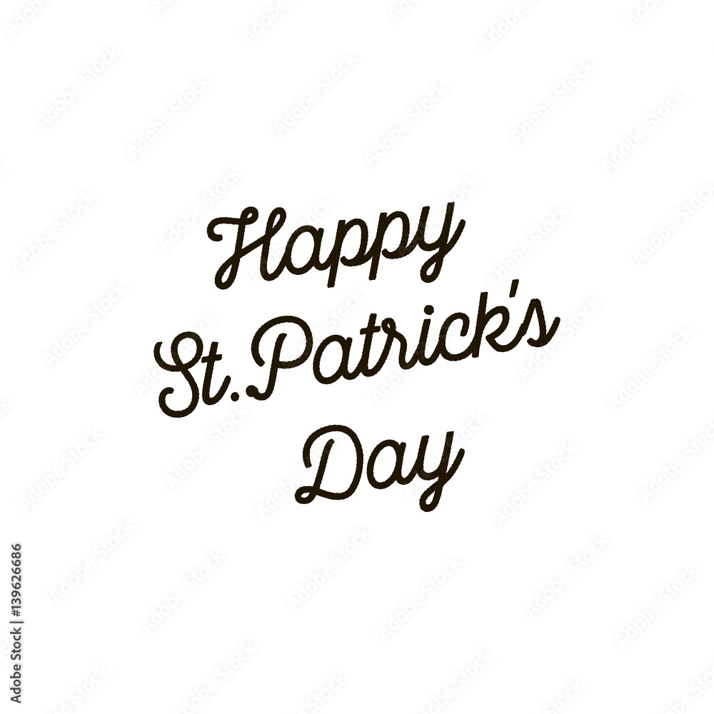 Happy Patrick Day text on white background flat style Happy Patrick Day text on white background flat style
