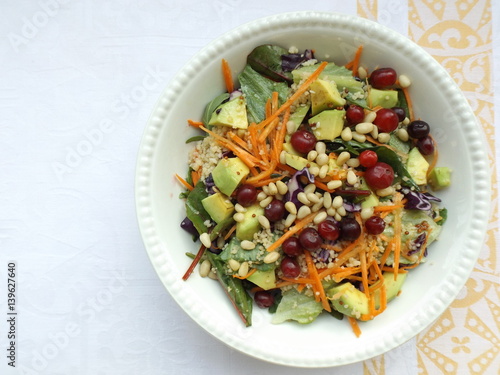 Mixed couscous salad with vegetables and cranberries