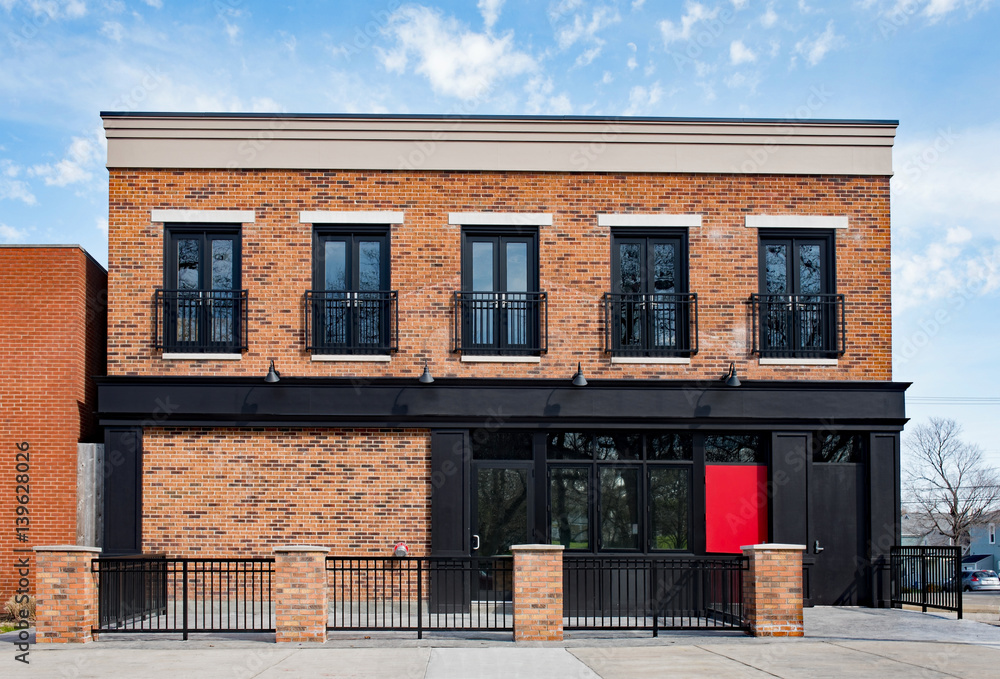 Brick Commercial Building with Black Accents
