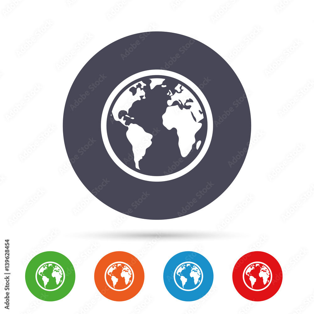 Globe sign icon. World map geography symbol. Globe sign icon. World map geography symbol.