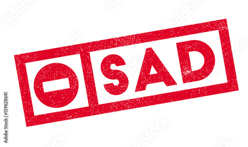 Sad rubber stamp. Grunge design with dust scratches. Effects can be easily removed for a clean, crisp look. Color is easily changed.