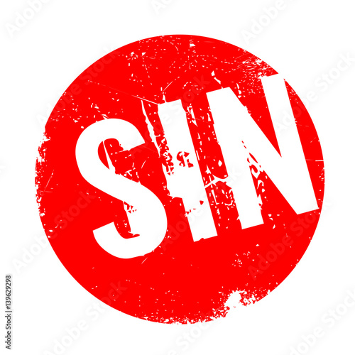 Sin rubber stamp. Grunge design with dust scratches. Effects can be easily removed for a clean, crisp look. Color is easily changed.