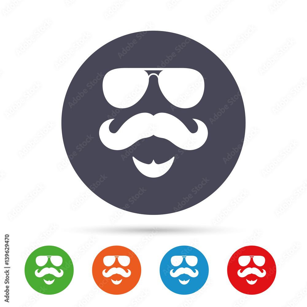 Mustache and Glasses sign icon. Hipster symbol. Mustache and Glasses sign icon. Hipster symbol.