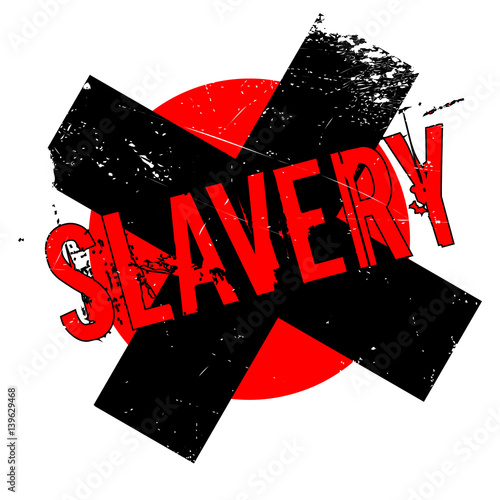 Slavery rubber stamp. Grunge design with dust scratches. Effects can be easily removed for a clean, crisp look. Color is easily changed.