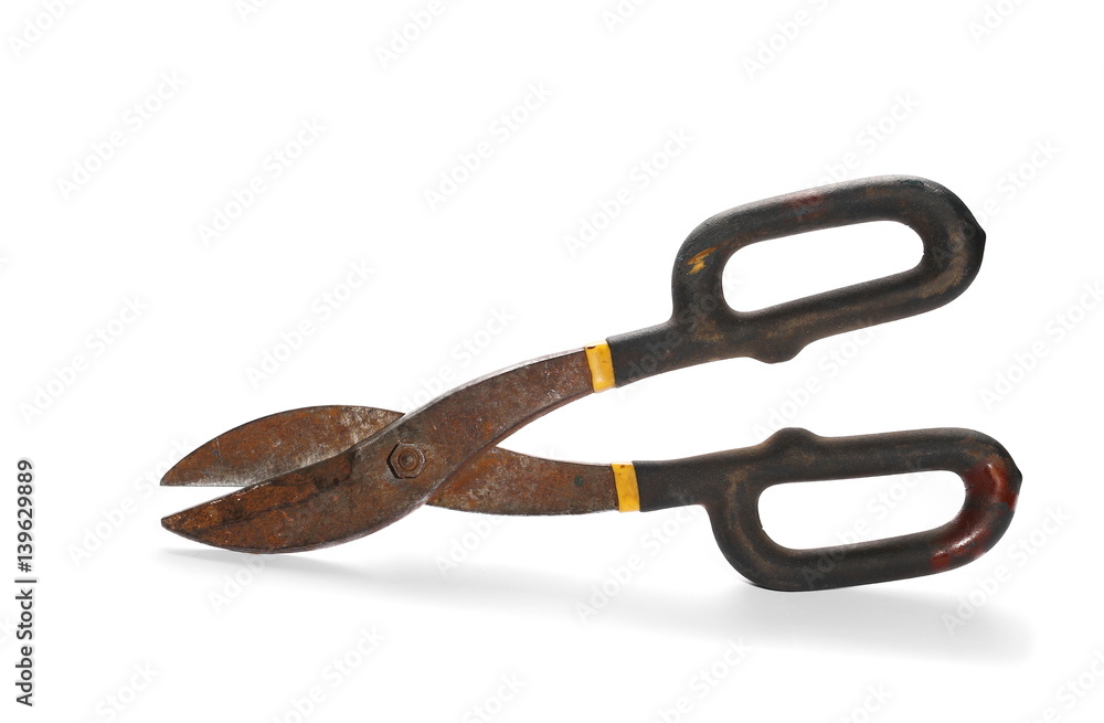 Scissors to cut metal isolated on white Scissors to cut metal isolated on white