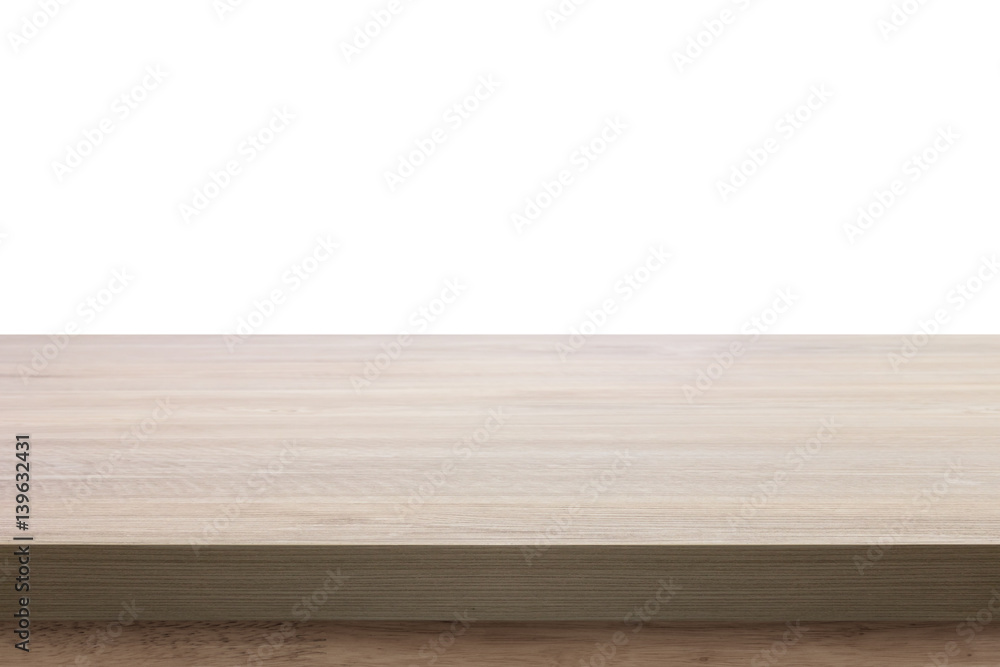 Wood table on white background Wood table on white background