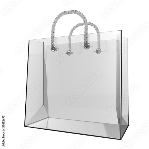 Transparent glass shopping bag 3D photo