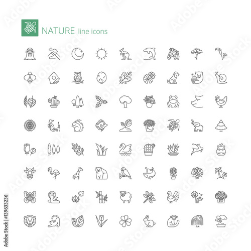Line icons. Nature