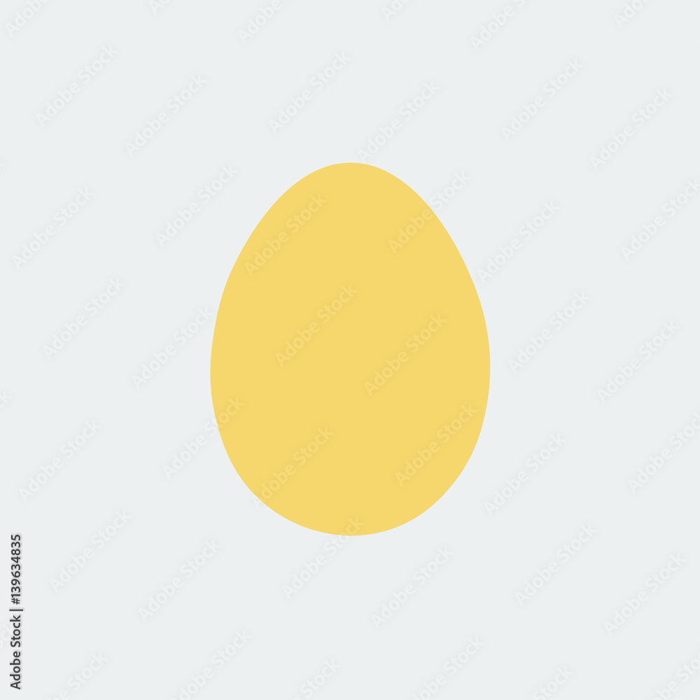 Yellow Easter Egg Against White Background. Illustration. Flat Colors.