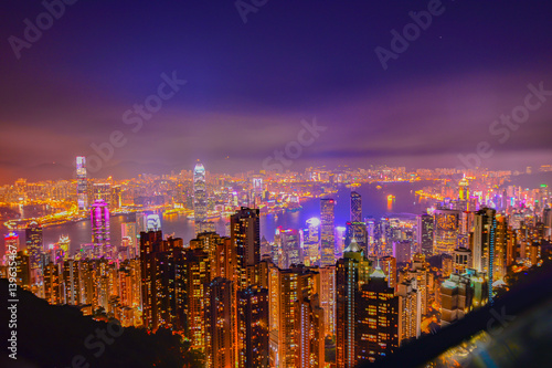 view of skyscrapers in the city of hong kong