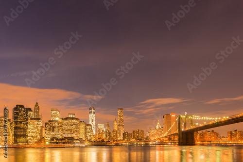 Night view of Manhattan and Brooklyn bridge