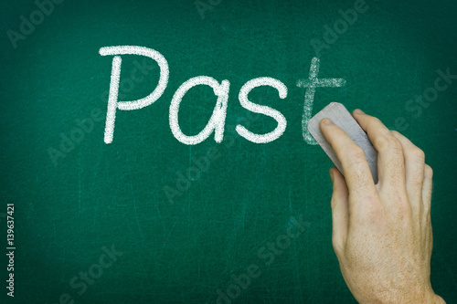 Fotografie Hand erasing the word PAST written on blackboard