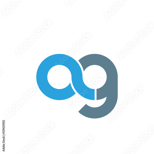 Initial letter ag modern linked circle round lowercase logo blue gray photo