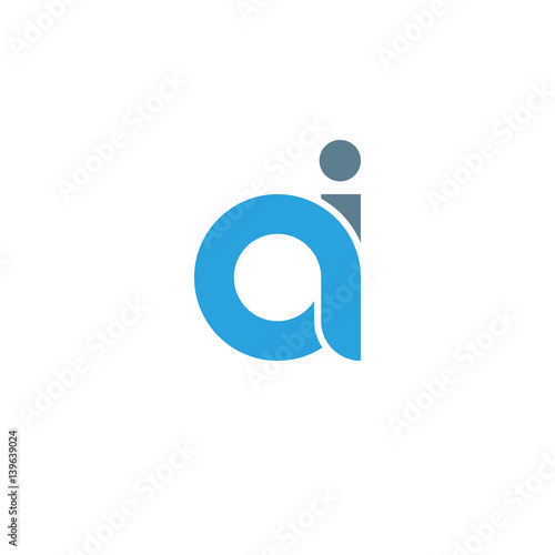 Initial letter ai modern linked circle round lowercase logo blue gray