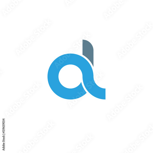 Initial letter al modern linked circle round lowercase logo blue gray