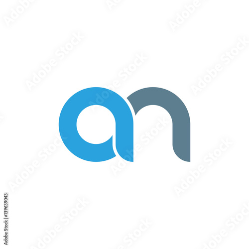 Fototapeta Naklejka Na Ścianę i Meble -  Initial letter an modern linked circle round lowercase logo blue gray