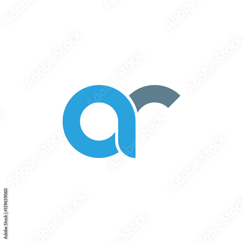 Initial letter ar modern linked circle round lowercase logo blue gray