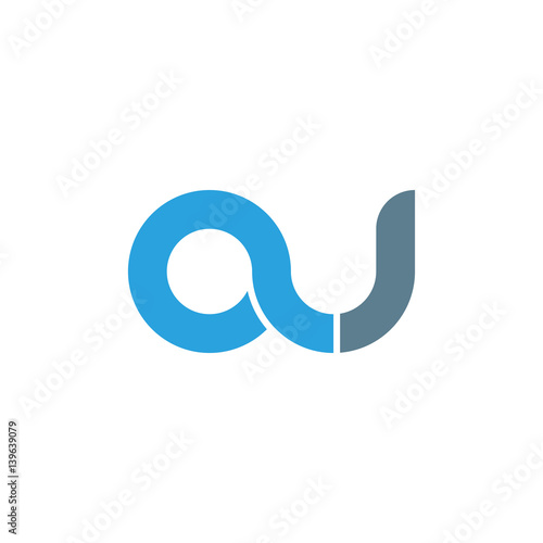 Initial letter au modern linked circle round lowercase logo blue gray