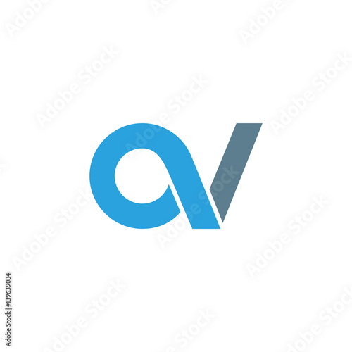 Initial letter av modern linked circle round lowercase logo blue gray photo