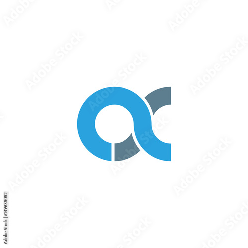 Initial letter ax modern linked circle round lowercase logo blue gray