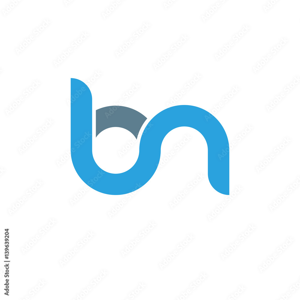 Initial letter bn modern linked circle round lowercase logo blue gray Initial letter bn modern linked circle round lowercase logo blue gray