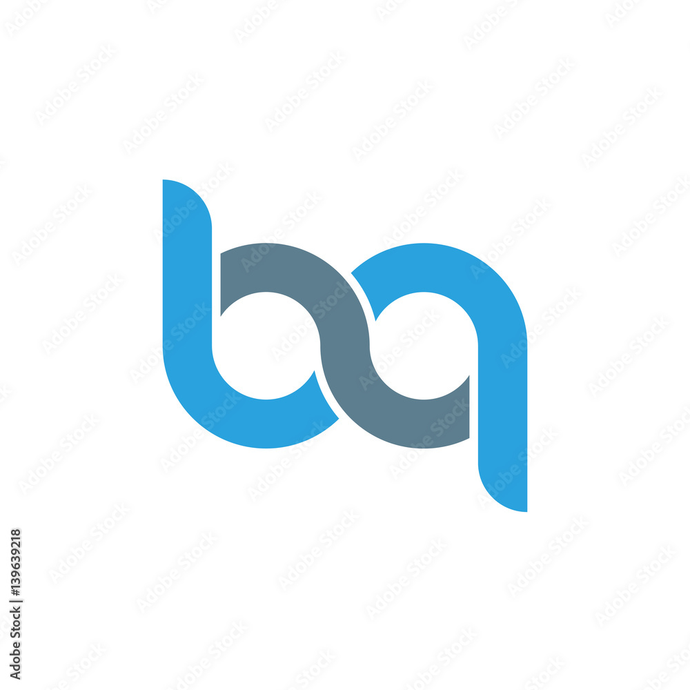 Initial letter bq modern linked circle round lowercase logo blue gray Initial letter bq modern linked circle round lowercase logo blue gray