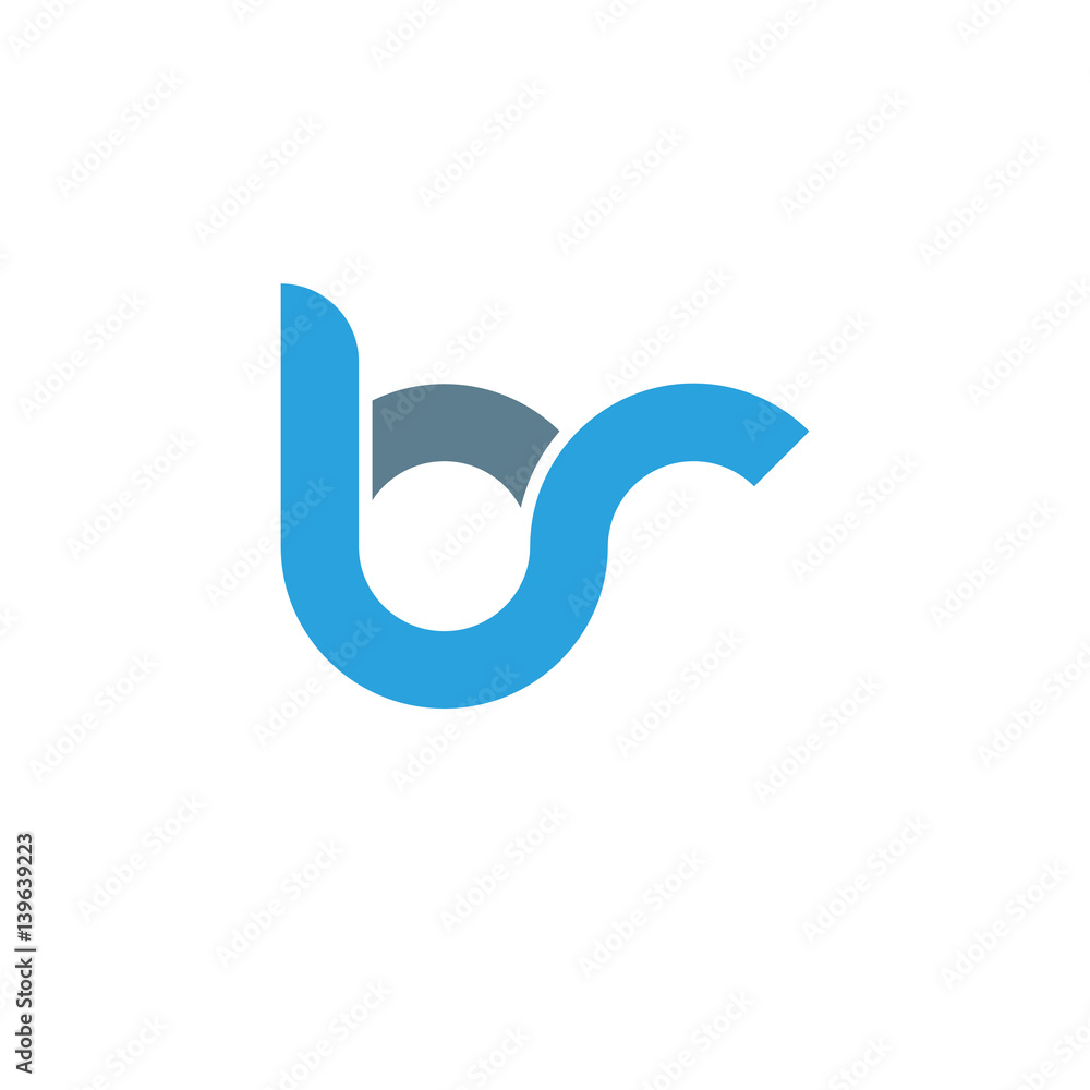 Initial letter br modern linked circle round lowercase logo blue gray - obrazy, fototapety, plakaty 