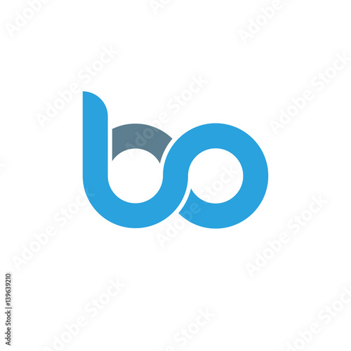 Initial letter bo modern linked circle round lowercase logo blue gray photo