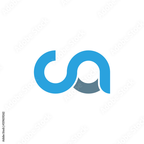 Initial letter ca modern linked circle round lowercase logo blue gray