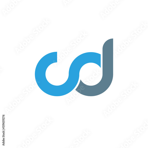 Initial letter cd modern linked circle round lowercase logo blue gray