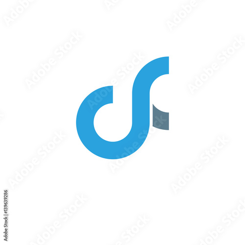 Initial letter cf modern linked circle round lowercase logo blue gray