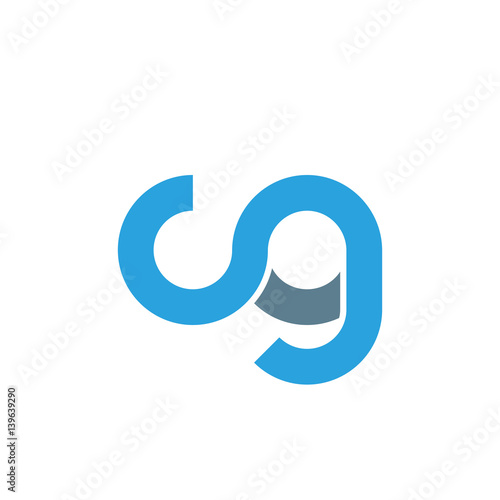 Initial letter cg modern linked circle round lowercase logo blue gray