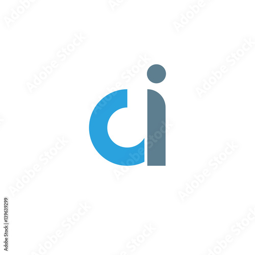Initial letter ci modern linked circle round lowercase logo blue gray